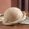 Elegant Vintage Wool Fedora Winter Women Cap Floppy Warped Edge Beret-Hats-Arimonz-Light Camel-22in (56 to 58cm)-Arimonz