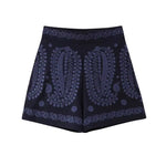 Embroidered Shorts Women Summer High Waist Modern Women Shorts-Shorts-Arimonz-DEEP BLUE-XS-Arimonz