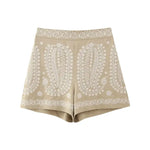 Embroidered Shorts Women Summer High Waist Modern Women Shorts-Shorts-Arimonz-Khaki-L-Arimonz