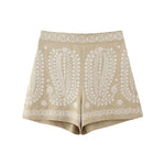 Embroidered Shorts Women Summer High Waist Modern Women Shorts-Shorts-Arimonz-Arimonz