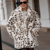 Exclusive Long Leopard Faux Fox Fur Coat Winter Fashion Fur Jacket-Fuzzy Jackets-Arimonz-Arimonz
