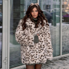 Exclusive Long Leopard Faux Fox Fur Coat Winter Fashion Fur Jacket-Fuzzy Jackets-Arimonz-Arimonz