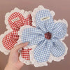 Extra Large Thick Elastic Fluffy Plaid Lace Flower Hair Scrunchies-Hair Accessories-Arimonz-Arimonz