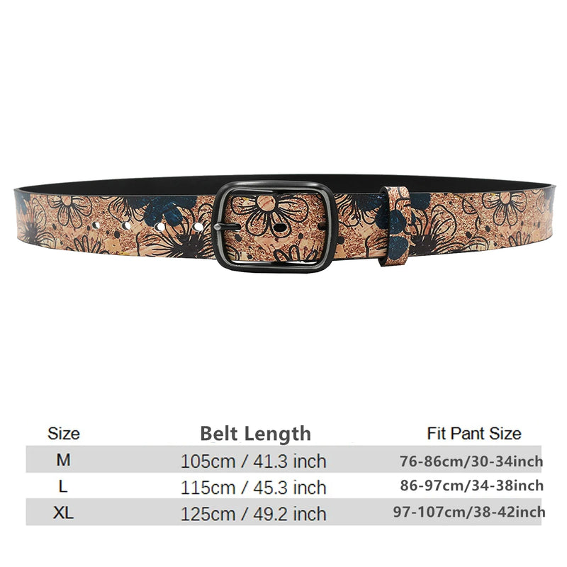Fashion Belt with Black Pin Buckle Denim Belt Flower Vintage Style-Women's Belts-Arimonz-Arimonz
