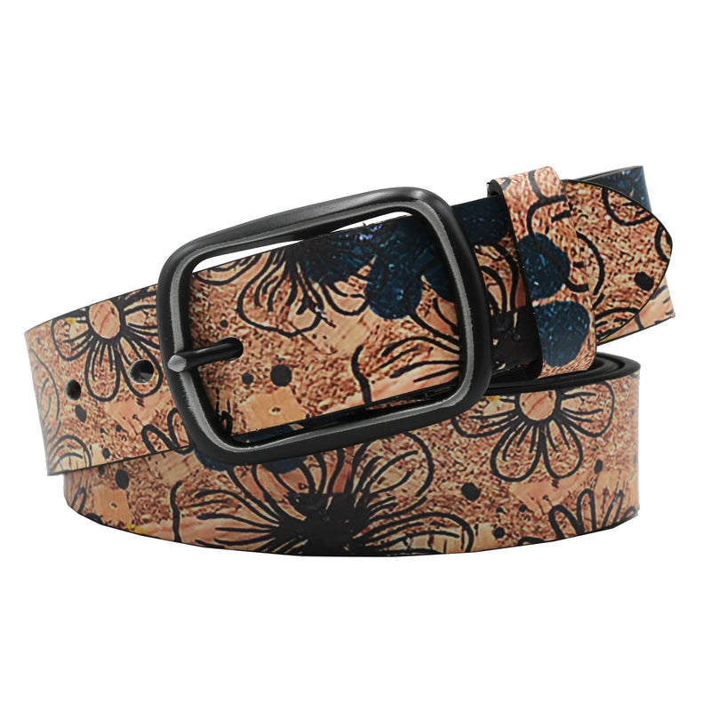 Fashion Belt with Black Pin Buckle Denim Belt Flower Vintage Style-Women's Belts-Arimonz-Arimonz