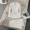 Fashion Belted Blazer Suit Pant Set Work to Wear Trouser Set Outfit-Arimonz-Beige-S-Arimonz