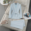 Fashion Belted Blazer Suit Pant Set Work to Wear Trouser Set Outfit-Arimonz-Blue-S-Arimonz