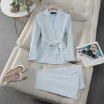 Fashion Belted Blazer Suit Pant Set Work to Wear Trouser Set Outfit-Arimonz-Blue-S-Arimonz