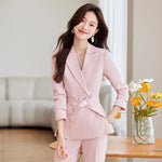 Fashion Belted Blazer Suit Pant Set Work to Wear Trouser Set Outfit-Arimonz-Arimonz