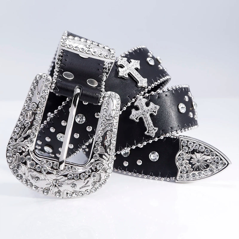 Fashion Dazzling Rhinestone Western Cowgirl Bling Studded Design Belt-Belts-Arimonz-115CM/45inches-Arimonz