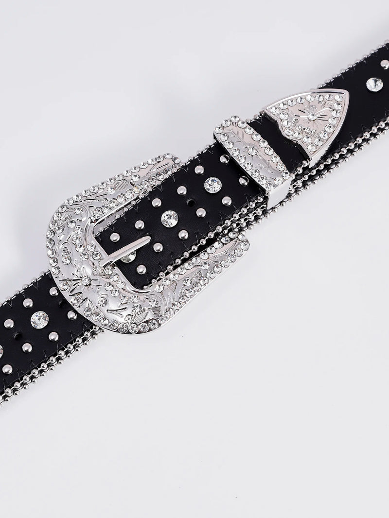 Fashion Dazzling Rhinestone Western Cowgirl Bling Studded Design Belt-Belts-Arimonz-Arimonz
