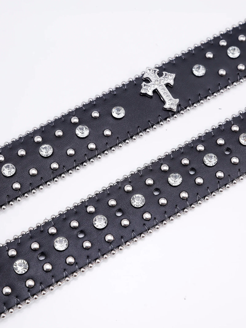 Fashion Dazzling Rhinestone Western Cowgirl Bling Studded Design Belt-Belts-Arimonz-Arimonz