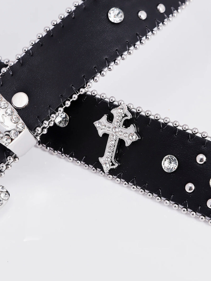 Fashion Dazzling Rhinestone Western Cowgirl Bling Studded Design Belt-Belts-Arimonz-Arimonz
