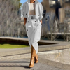 Fashion Jacket and High-Split Wrap Skirt Office Lady Tracksuit Set-Wear To Work Sets-Arimonz-Arimonz