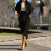 Fashion Jacket and High-Split Wrap Skirt Office Lady Tracksuit Set-Wear To Work Sets-Arimonz-Arimonz
