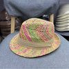Fashion Rainbow Straw Sun Summer Hat Panama Handmade Crochet Jazz Hat-Summer Hats-Arimonz-Curled brim of hat-One size adjustable-Arimonz