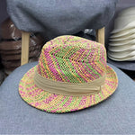 Fashion Rainbow Straw Sun Summer Hat Panama Handmade Crochet Jazz Hat-Summer Hats-Arimonz-Curled brim of hat-One size adjustable-Arimonz