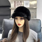 Fashion Real Mink Fur Winter Women Hat Genuine Outdoor Cap-Winter Hats-Arimonz-black-Adjustable-Arimonz