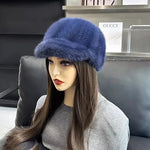 Fashion Real Mink Fur Winter Women Hat Genuine Outdoor Cap-Winter Hats-Arimonz-blue-Adjustable-Arimonz