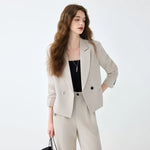Fashion Short Blazer and Trousers Matching Set Office Casual Outfit-Wear To Work Sets-Arimonz-Arimonz