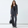 Fashion Short Blazer and Trousers Matching Set Office Casual Outfit-Wear To Work Sets-Arimonz-Grey-S(US-4)-Arimonz