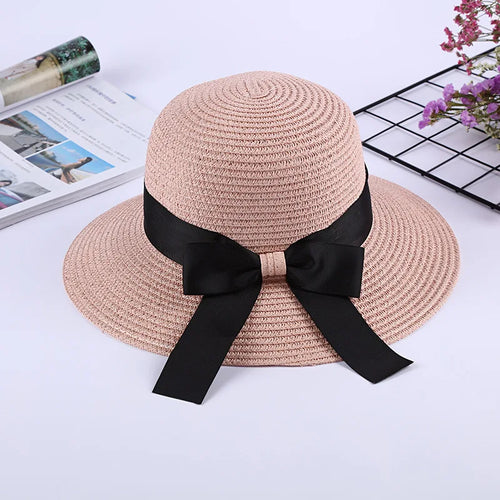 Fashion Straw Hat Lightweight Beach Travel Summer Sun Protection Hat-Summer Hats-Arimonz-Arimonz