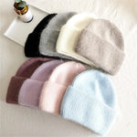 Fashion Warm Cashmere Wool Skullies Rabbit Fur Winter Knitted Beanies-Winter Hats-Arimonz-Arimonz