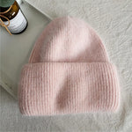 Fashion Warm Cashmere Wool Skullies Rabbit Fur Winter Knitted Beanies-Winter Hats-Arimonz-Pink-54-60cm/21-23inches-Arimonz