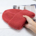 Fashion Warm Cashmere Wool Skullies Rabbit Fur Winter Knitted Beanies-Winter Hats-Arimonz-Red-54-60cm/21-23inches-Arimonz