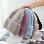 Fashion Warm Cashmere Wool Skullies Rabbit Fur Winter Knitted Beanies-Winter Hats-Arimonz-Arimonz