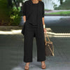 Fashion Warm Color Casual Top and Pants Women Trouser Outfit Set-Wear To Work Sets-Arimonz-Black-S-Arimonz