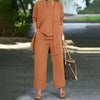 Fashion Warm Color Casual Top and Pants Women Trouser Outfit Set-Wear To Work Sets-Arimonz-Coffee-S-Arimonz