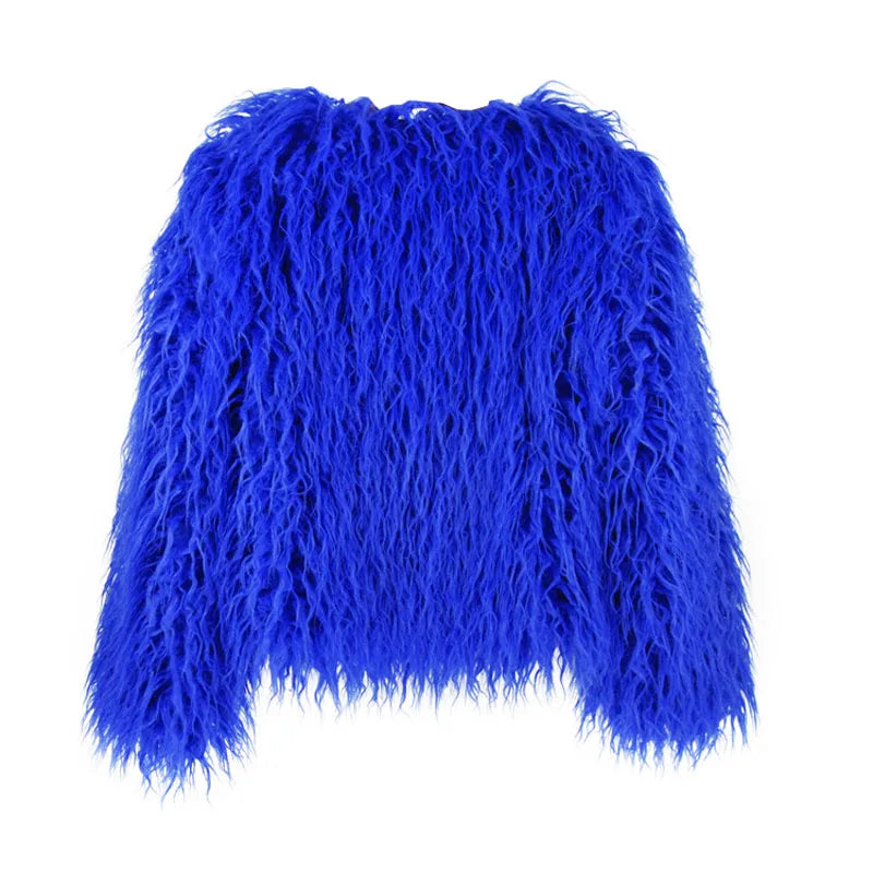 Fashion Winter Top Faux Fur Elegant Coat Thicken Warm Women Jacket-Fuzzy Jackets-Arimonz-Blue-S-Arimonz