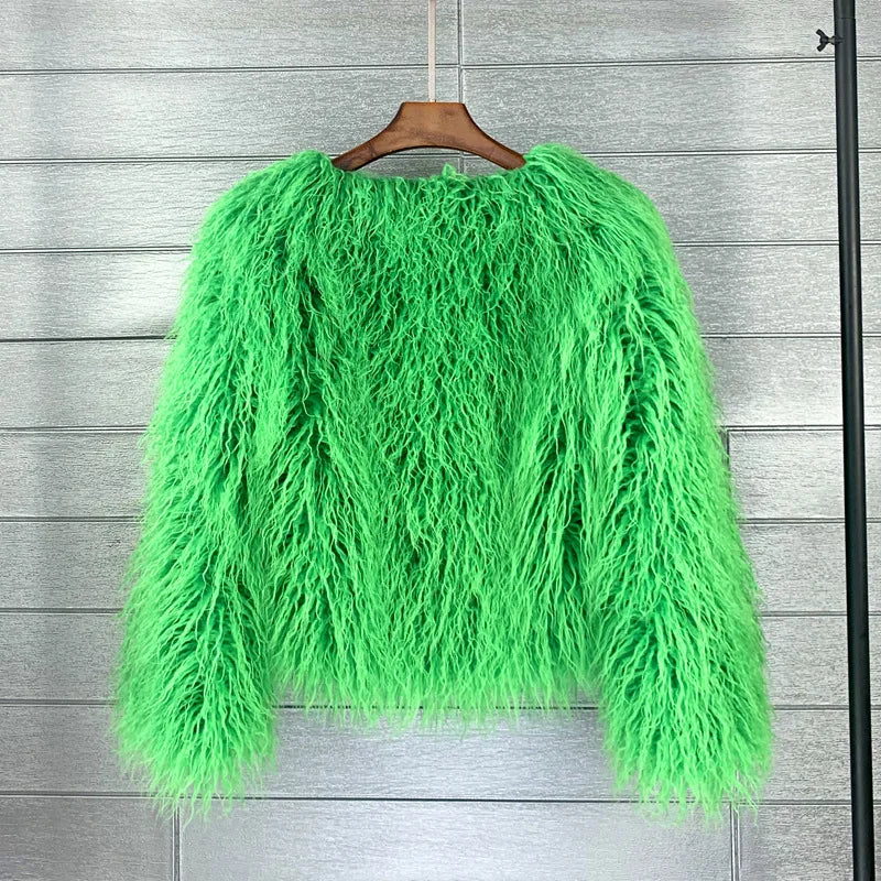 Fashion Winter Top Faux Fur Elegant Coat Thicken Warm Women Jacket-Fuzzy Jackets-Arimonz-Green-S-Arimonz