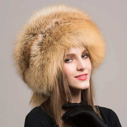 Fashionable Headgear Thicken Warm Winter Real Fur Hat Outdoor Cap-Winter Hats-Arimonz-Red fox two tails-Arimonz