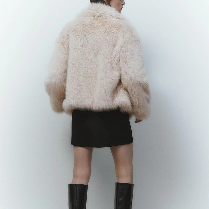 Faux Fur Jacket Coat Women Design Big Collar Fur Coats Cool Overcoat-Fuzzy Jackets-Arimonz-Arimonz