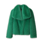 Faux Fur Jacket Coat Women Design Big Collar Fur Coats Cool Overcoat-Fuzzy Jackets-Arimonz-green fur coat-S-Arimonz