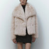 Faux Fur Jacket Coat Women Design Big Collar Fur Coats Cool Overcoat-Fuzzy Jackets-Arimonz-model color beige-S-Arimonz