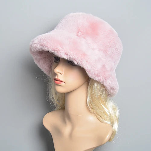 Faux Rabbit Fur Hat Super Soft Women Winter Hat Cotton Lining Warm Hat-Winter Hats-Arimonz-light pink-One Size-Arimonz
