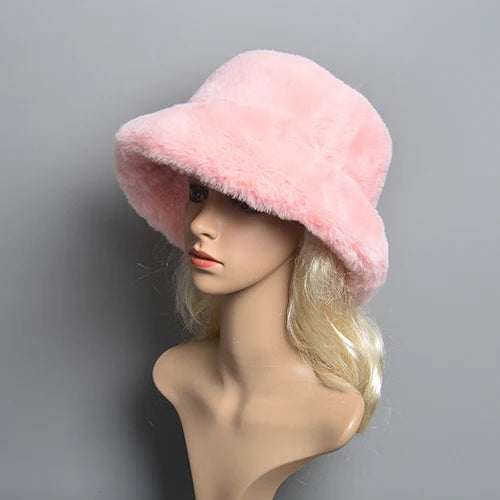 Faux Rabbit Fur Hat Super Soft Women Winter Hat Cotton Lining Warm Hat-Winter Hats-Arimonz-pink-One Size-Arimonz