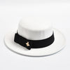 Fedora Hat for Women Elegant Flat Top Bow Jazz Hat Chapeau Femme-Winter Hats-Arimonz-Arimonz