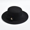 Fedora Hat for Women Elegant Flat Top Bow Jazz Hat Chapeau Femme-Winter Hats-Arimonz-Black01-One Size-Arimonz
