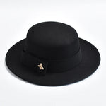Fedora Hat for Women Elegant Flat Top Bow Jazz Hat Chapeau Femme-Winter Hats-Arimonz-Black01-One Size-Arimonz