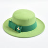 Fedora Hat for Women Elegant Flat Top Bow Jazz Hat Chapeau Femme-Winter Hats-Arimonz-Green-One Size-Arimonz