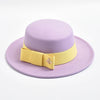 Fedora Hat for Women Elegant Flat Top Bow Jazz Hat Chapeau Femme-Winter Hats-Arimonz-Light purple01-One Size-Arimonz
