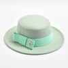 Fedora Hat for Women Elegant Flat Top Bow Jazz Hat Chapeau Femme-Winter Hats-Arimonz-mint green-One Size-Arimonz