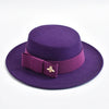 Fedora Hat for Women Elegant Flat Top Bow Jazz Hat Chapeau Femme-Winter Hats-Arimonz-Purple-One Size-Arimonz