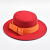 Fedora Hat for Women Elegant Flat Top Bow Jazz Hat Chapeau Femme-Winter Hats-Arimonz-Red-One Size-Arimonz