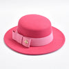 Fedora Hat for Women Elegant Flat Top Bow Jazz Hat Chapeau Femme-Winter Hats-Arimonz-Rose02-One Size-Arimonz