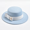 Fedora Hat for Women Elegant Flat Top Bow Jazz Hat Chapeau Femme-Winter Hats-Arimonz-Sky blue01-One Size-Arimonz